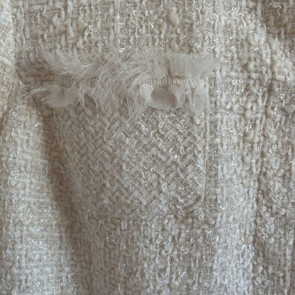 Alfani Houndstooth Off White Wool Blend Blazer Jacket Brass Snaps WomenSize 14 - Picture 2 of 6